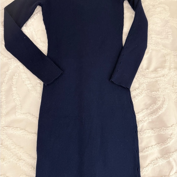 Milly Dark Blue Long Sleeve Dress with Ruffle Detail - Picture 7 of 11